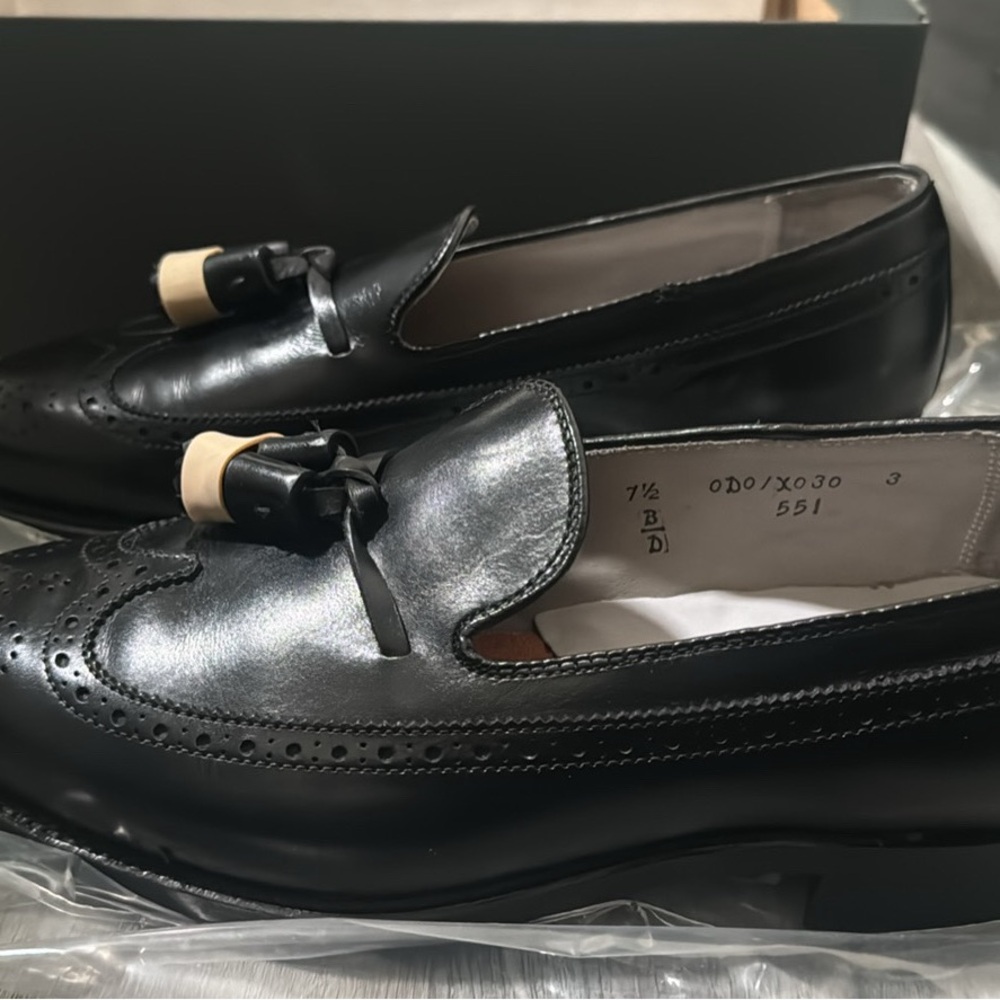 Alden Black Leather Loafers with Tassel Details